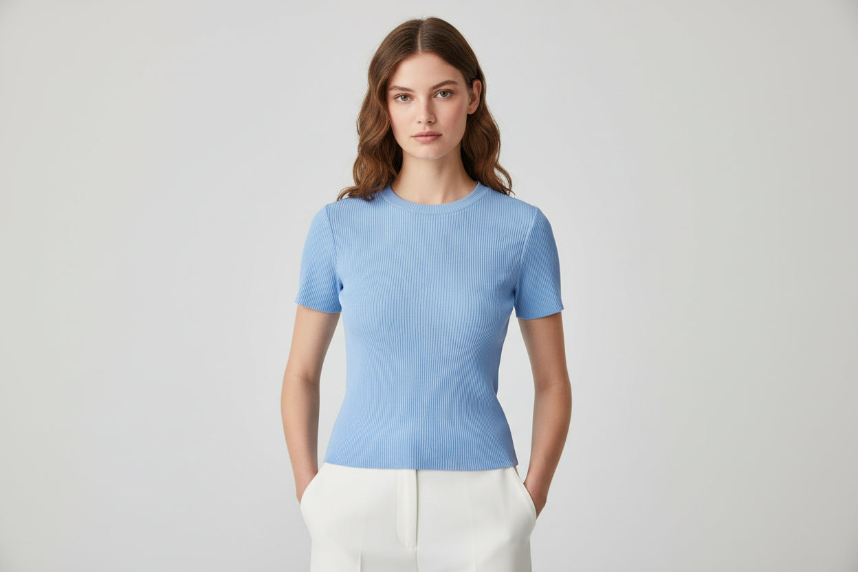 Short Sleeve Plisse Top