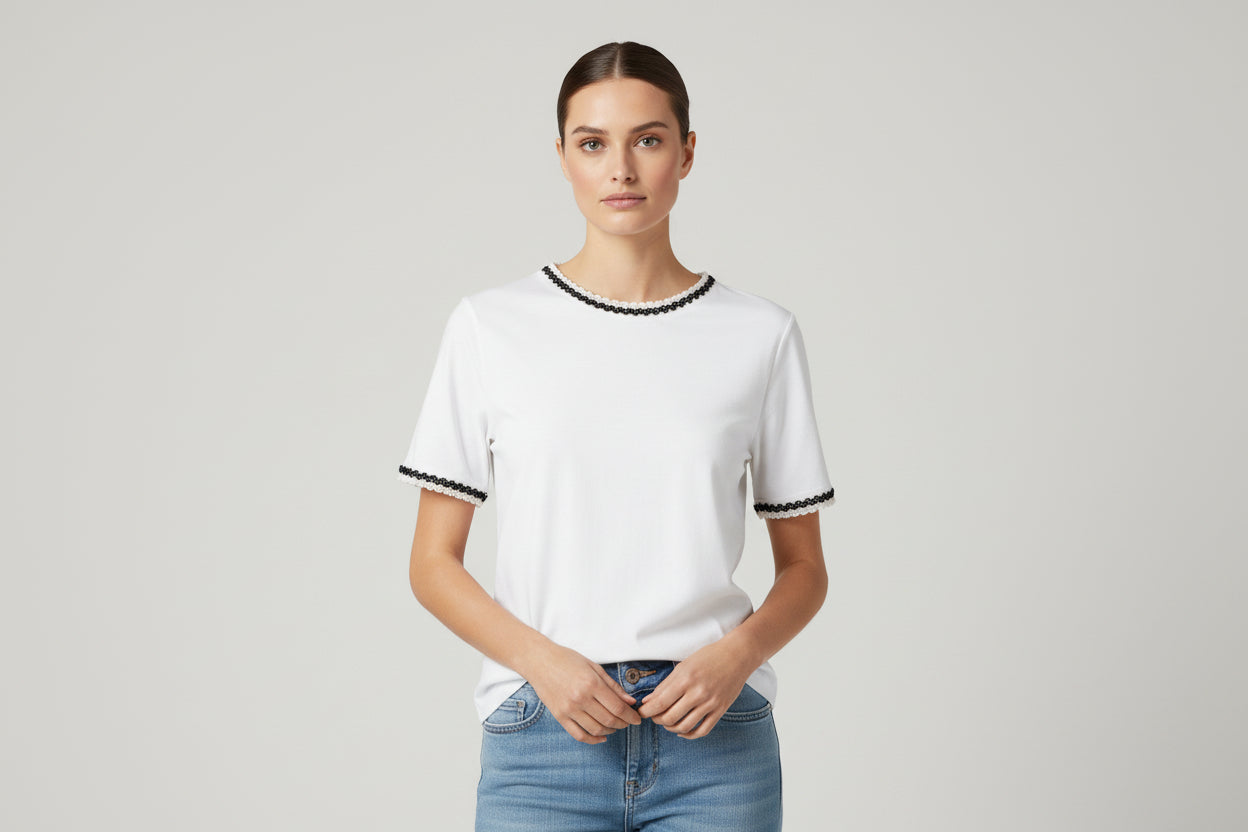 Detailed Sleeve & Neck Top