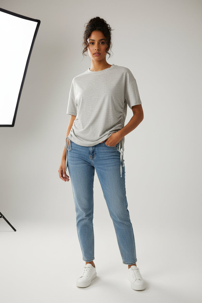 Grey side detailed t-shirt