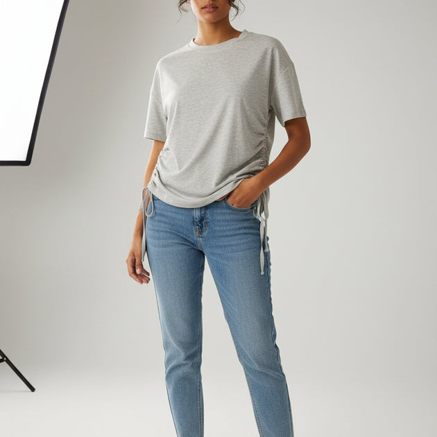 Grey side detailed t-shirt