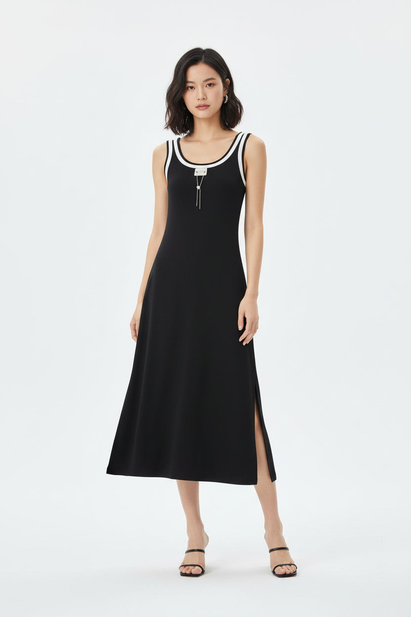 Casual Black & White Dress