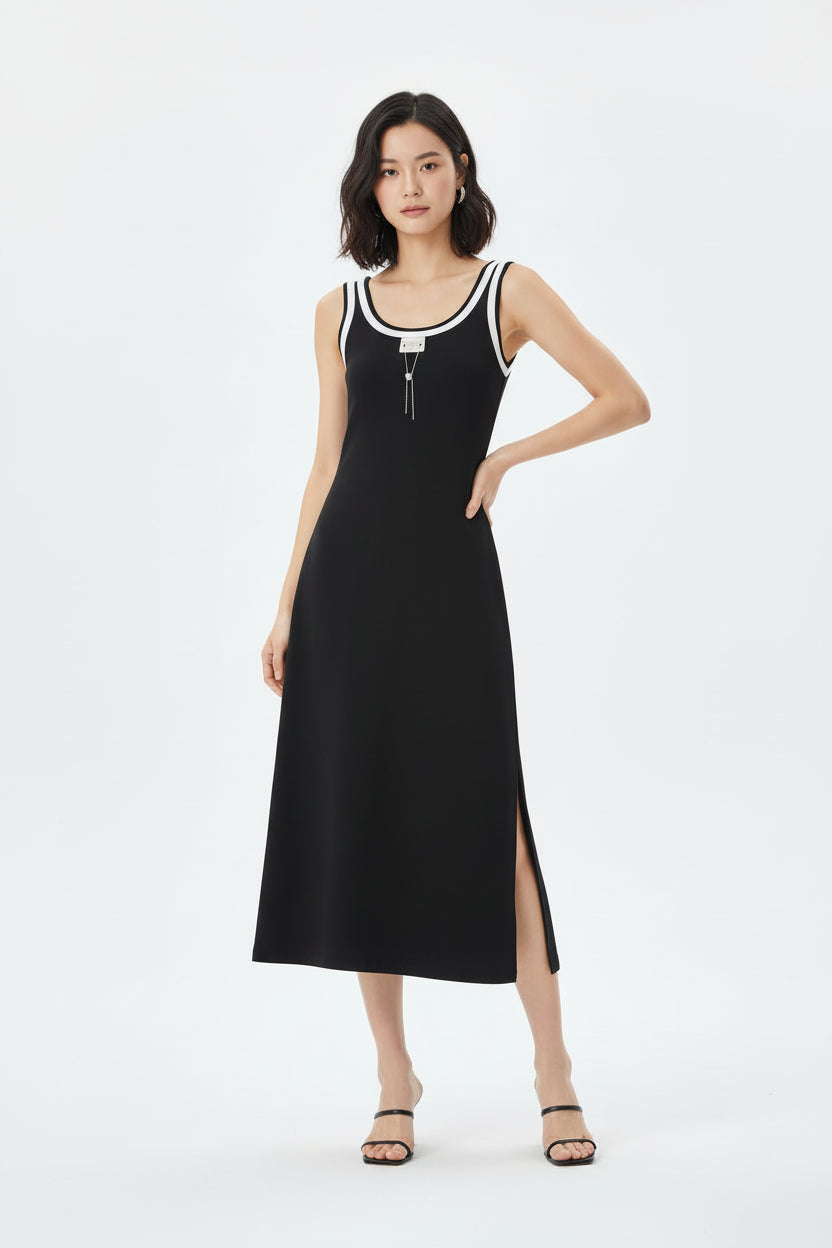 Casual Black & White Dress