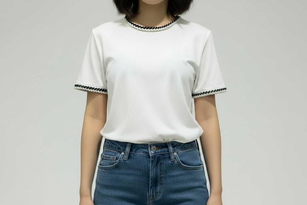 Detailed Sleeve & Neck Top