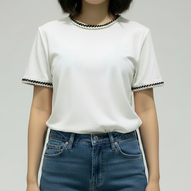 Detailed Sleeve & Neck Top