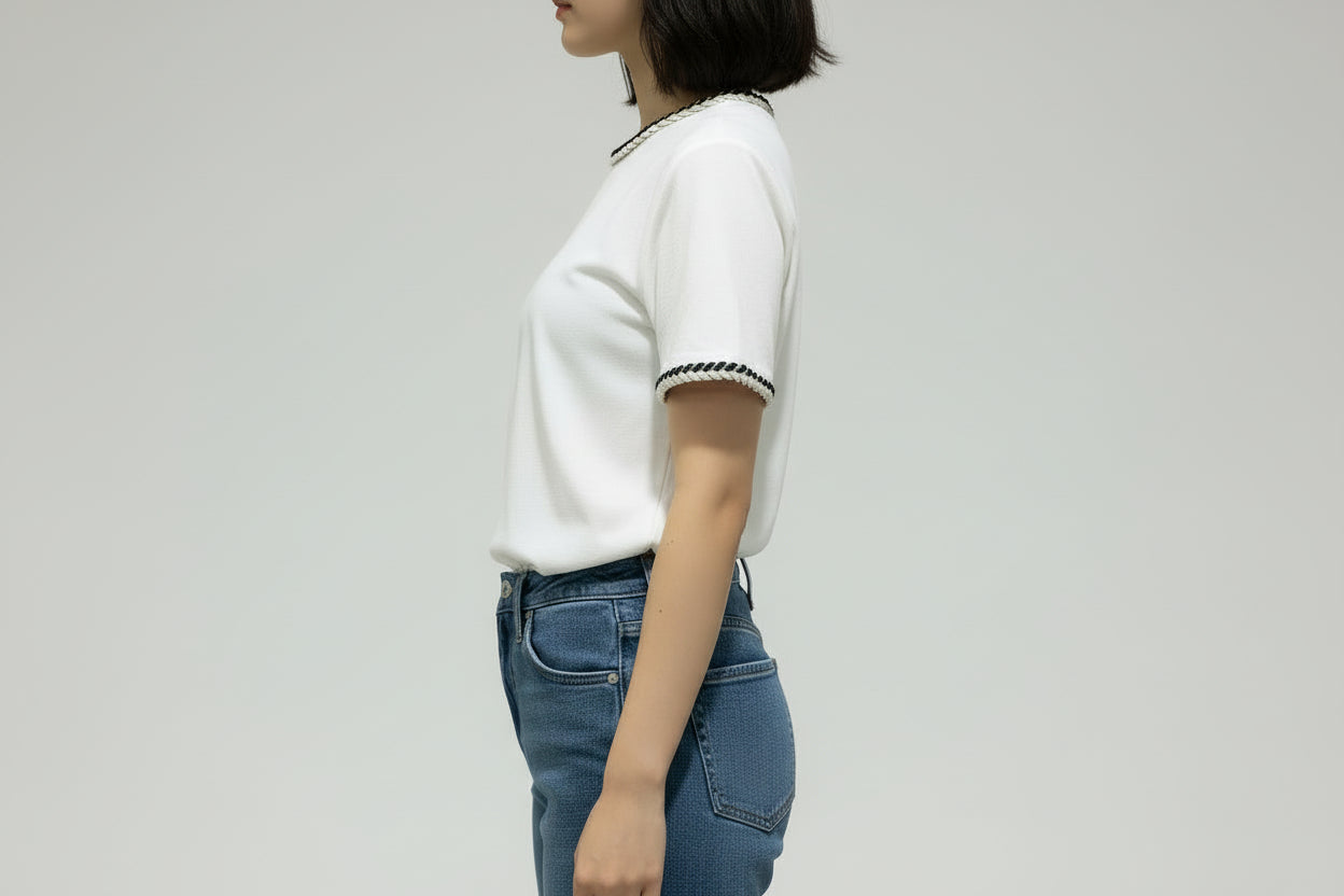 Detailed Sleeve & Neck Top