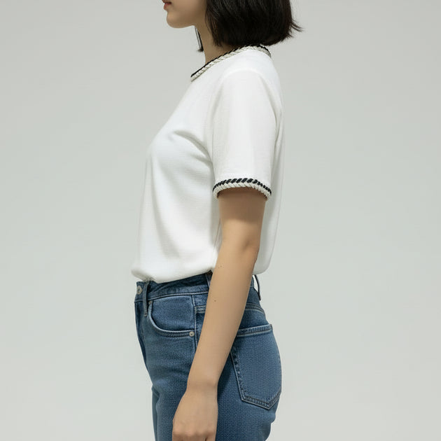 Detailed Sleeve & Neck Top