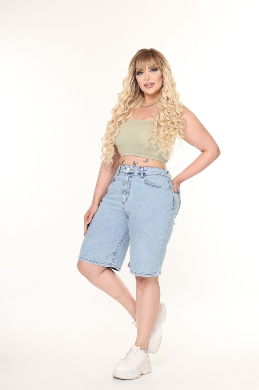 Plus Size Light Blue Short