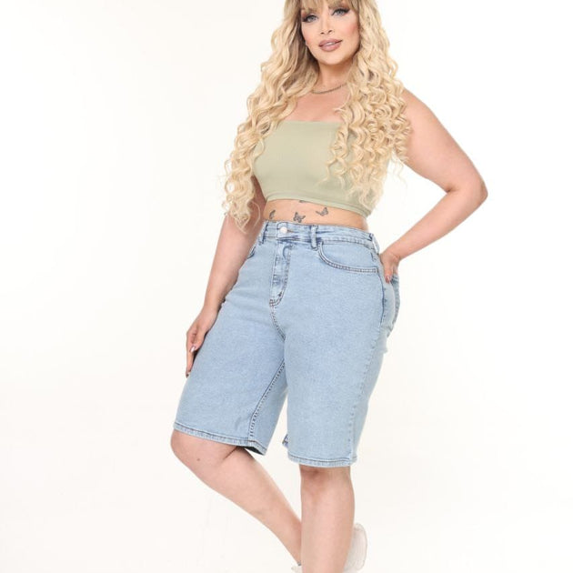 Plus Size Light Blue Short