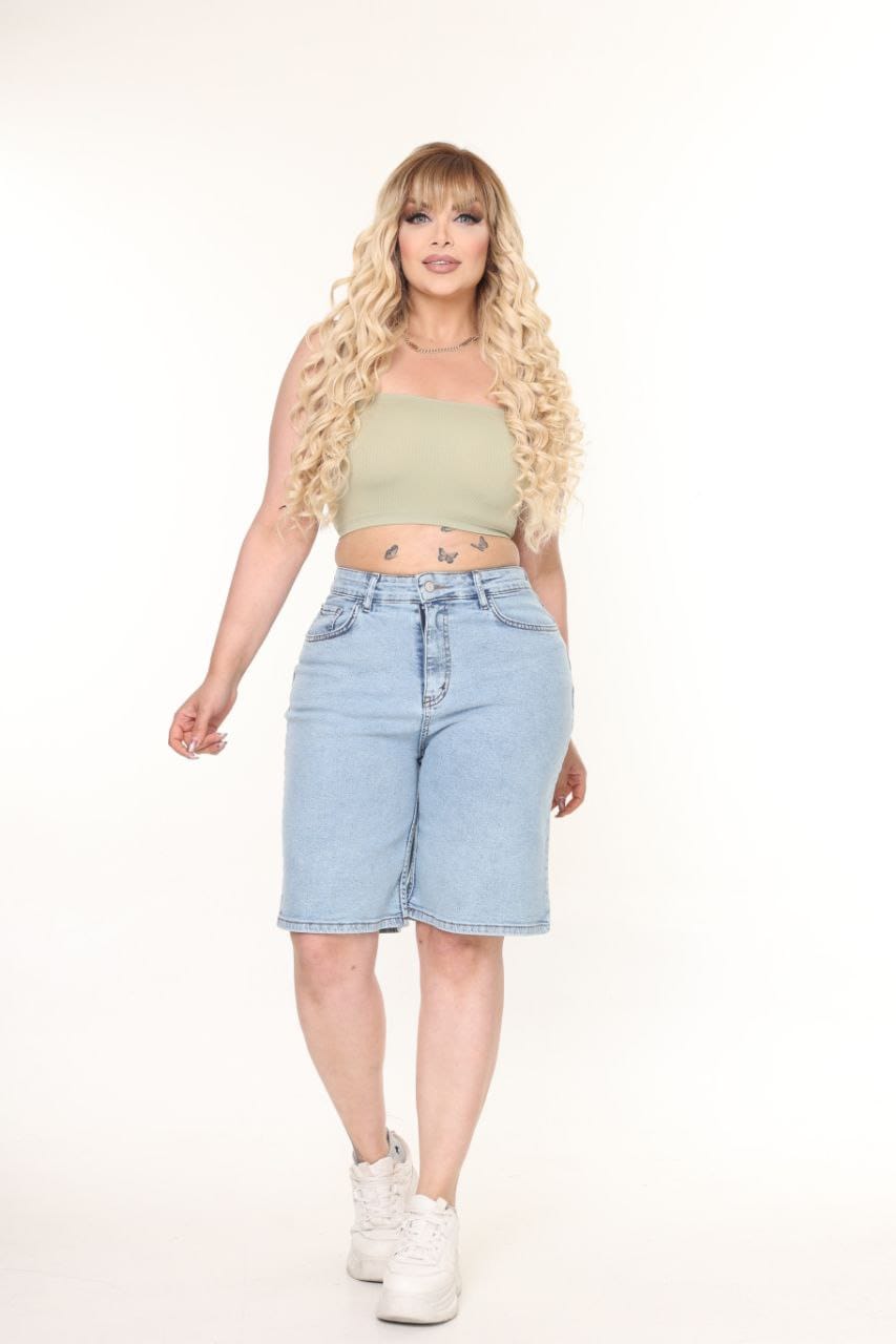 Plus Size Light Blue Short