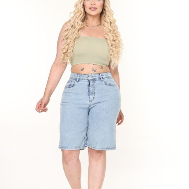 Plus Size Light Blue Short
