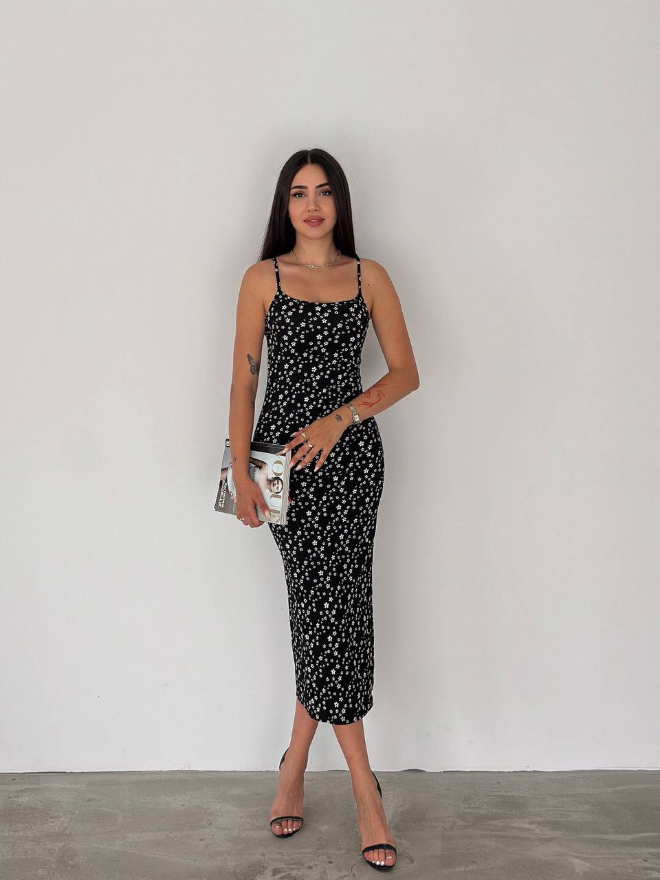 Floral Dress White & Black