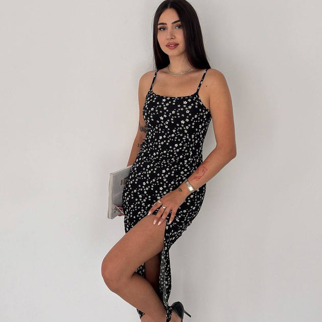 Floral Dress White & Black