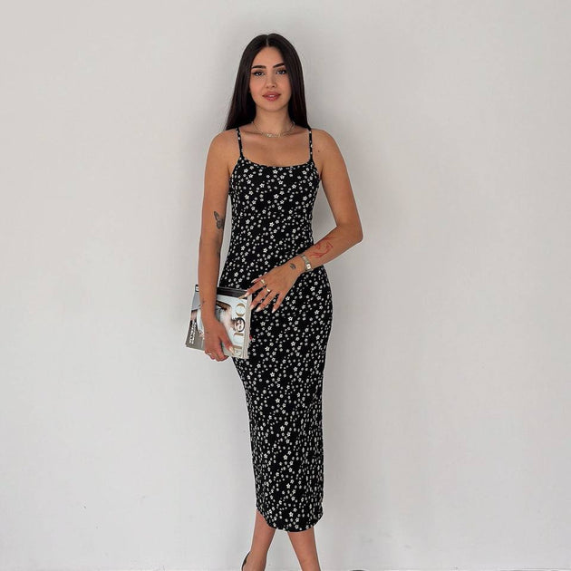 Floral Dress White & Black