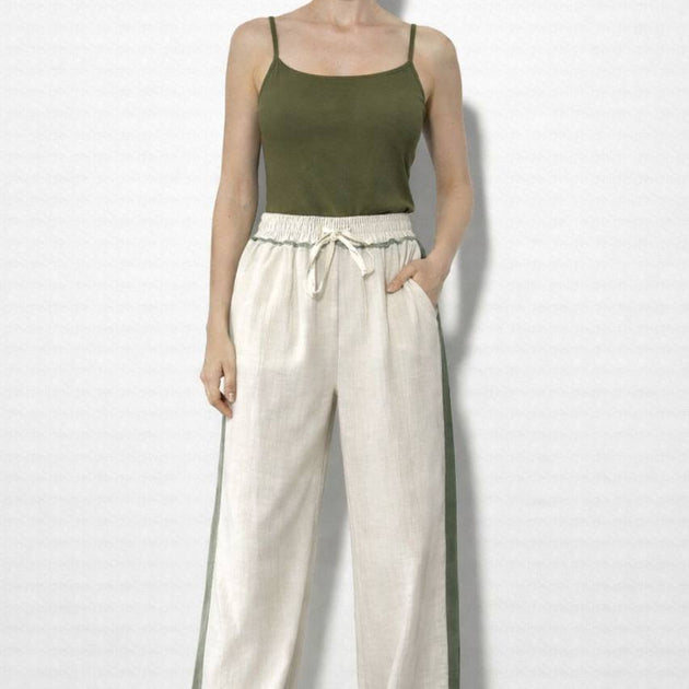 Linen Pant Beige & Olive Green