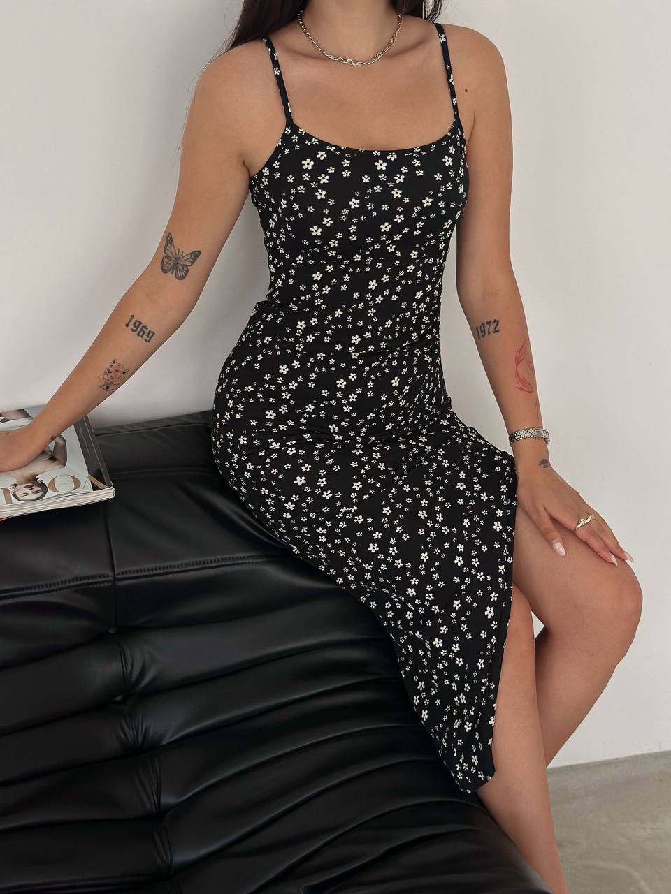 Floral Dress White & Black