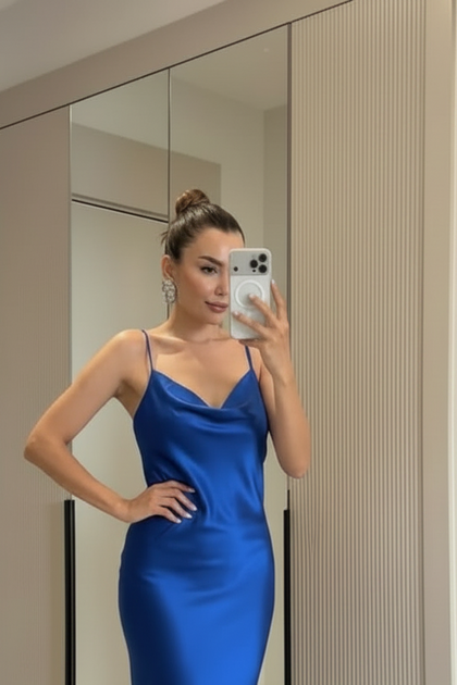 Royal Blue Satin Dress