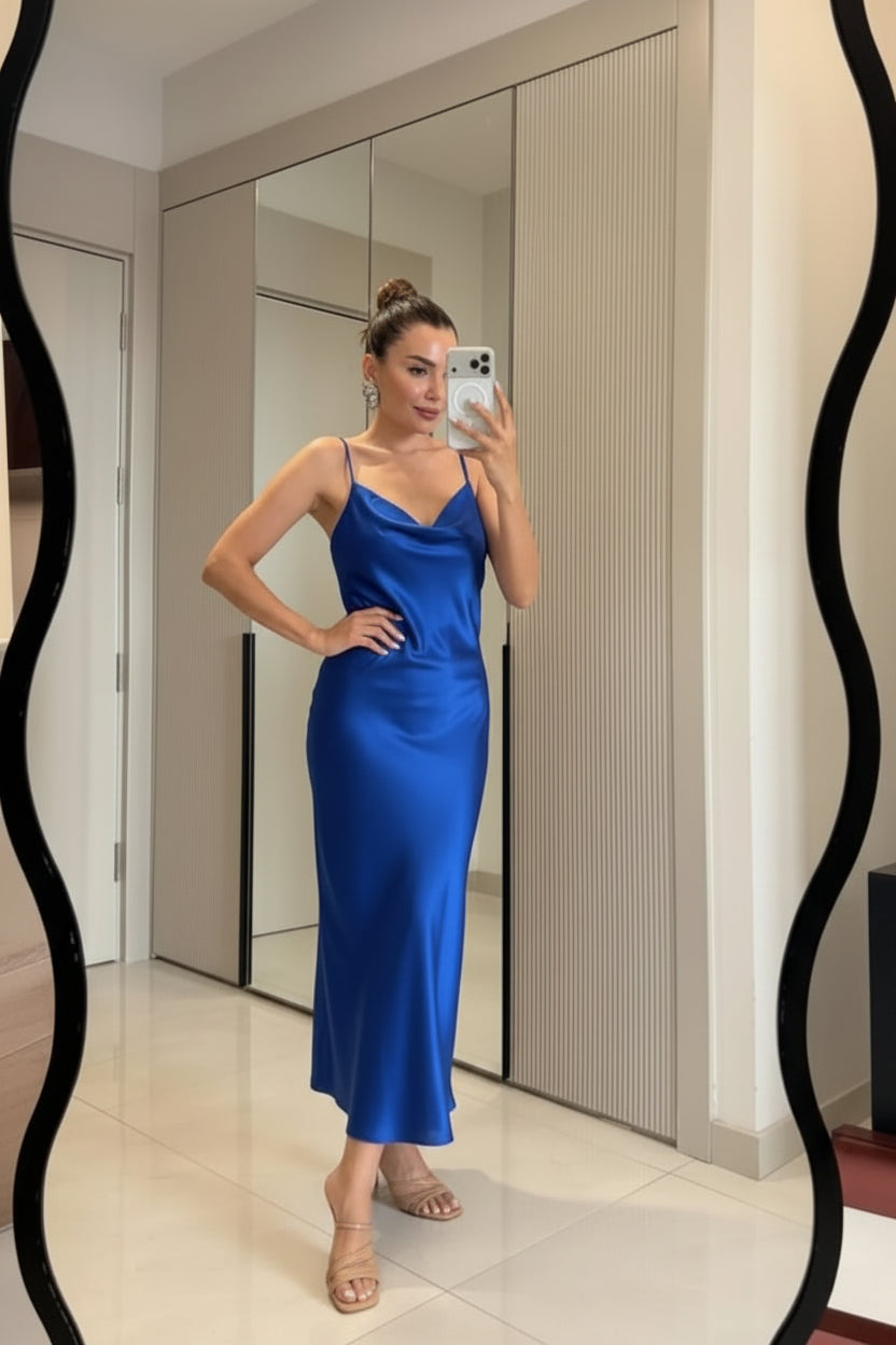 Royal Blue Satin Dress