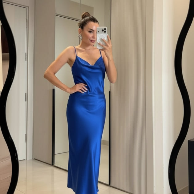 Royal Blue Satin Dress