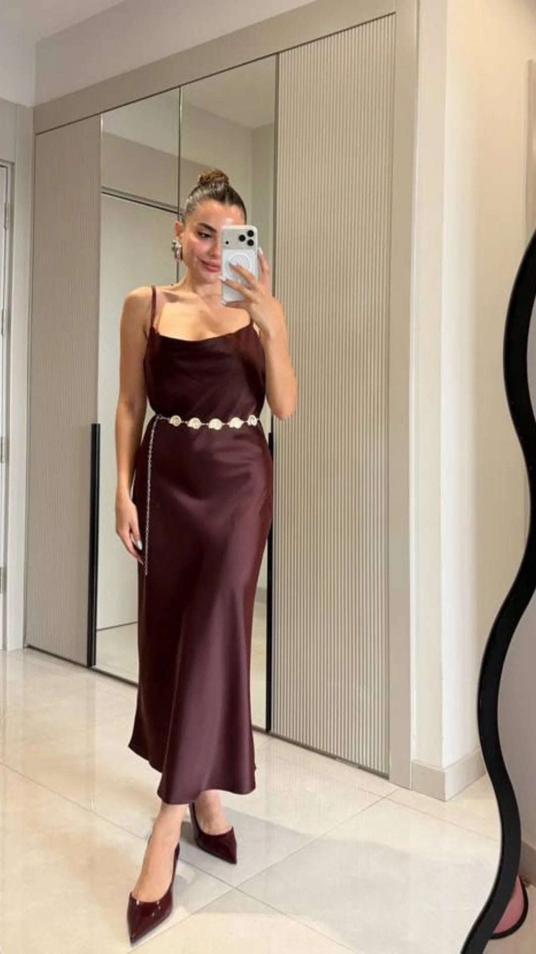 Burgandy Satin Dress
