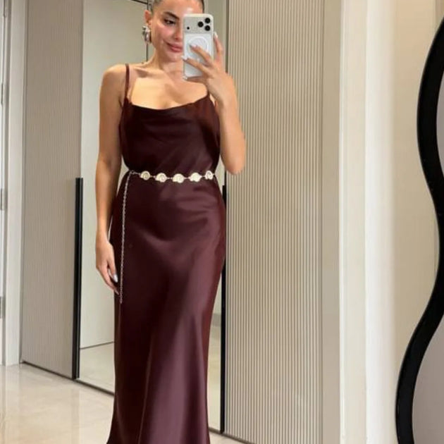 Burgandy Satin Dress