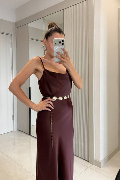 Burgandy Satin Dress